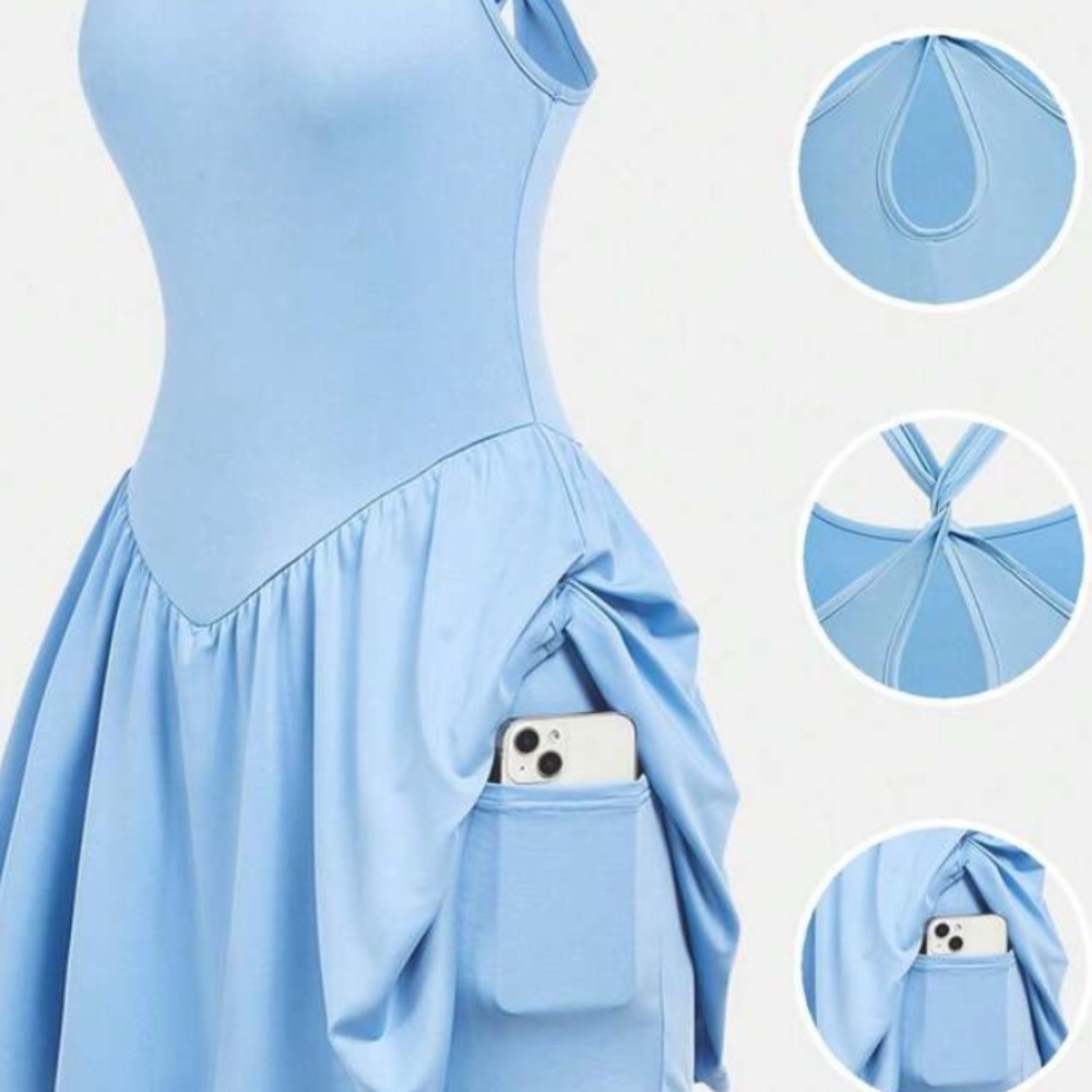 Elegant Blue Sleeveless Dress